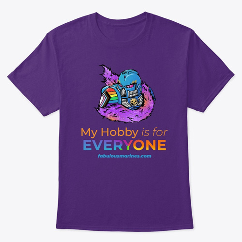 purple t-shirt with Fabulous Marines logo and text My Hobby is for Everyone